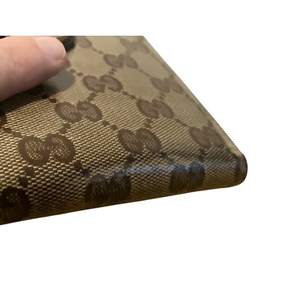 Gucci Brown and Gold Vintage Coated Canvas and Leather Mens Wallet with Crest - Picture 3 of 10